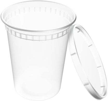 [32 OZ, 20 Sets] Plastic Deli Food Storage Containers with Airtight Lids | Microwave-, Freezer-, Dishwasher-Safe | BPA Free | Heavy-Duty | Meal Prep | Leakproof | Recyclable