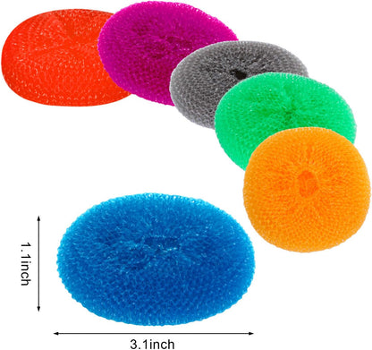 15 Pieces Plastic Dish Scrubbers, Nylon Mesh Pads, Rainbow Colors