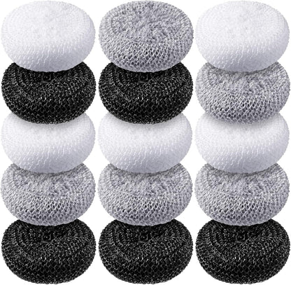 15 Pieces Plastic Dish Scrubbers, Nylon Mesh Pads, Rainbow Colors