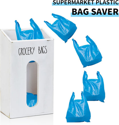Farmhouse Wooden Grocery Bag Holder and Dispenser, Wall Mounted Plastic Bag Holder and Dispenser with Extra-Wide & Easy-Access Openings, Garbage Bag Dispenser Anti-Fingerprint Rustic Finish Bags Saver