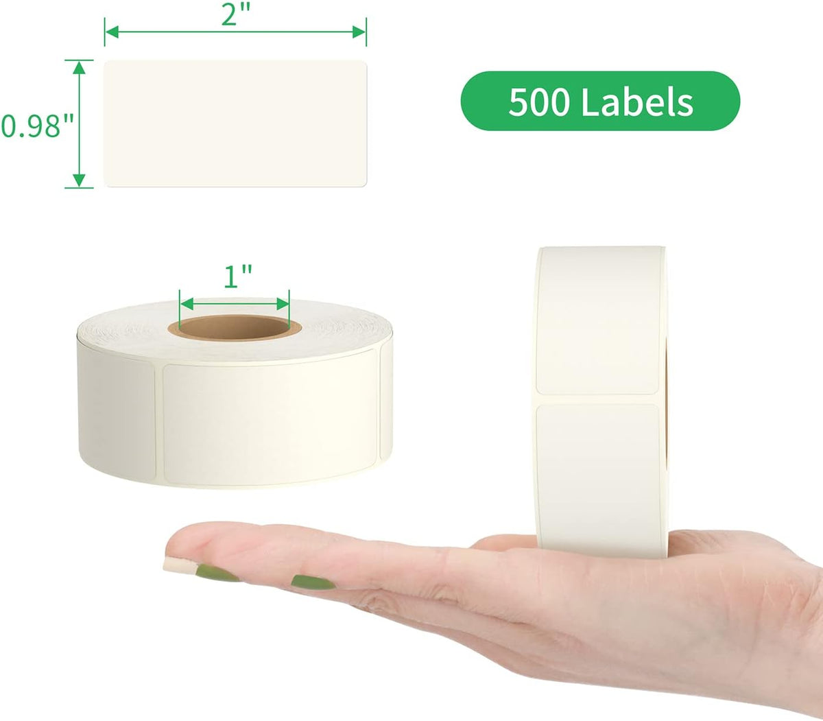 Methidc Dissolvable Food Storage Labels ，Dissolves in Water in 30 Seconds - No Adhesive Residue - Perfect for Glass, Metal, Plastic Containers ，Blank White 1 X 2 Inch 500 Stickers(1 Roll)