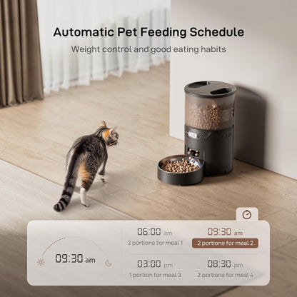 Automatic Cat Feeder: 3L Auto Food Dispenser with Timed Feeding| 6 Meal Programmable& 1-20 Portion Precise Control- Easy to Clean & Setup for Cat Indoor| Desiccant Bag Keep Food Fresh