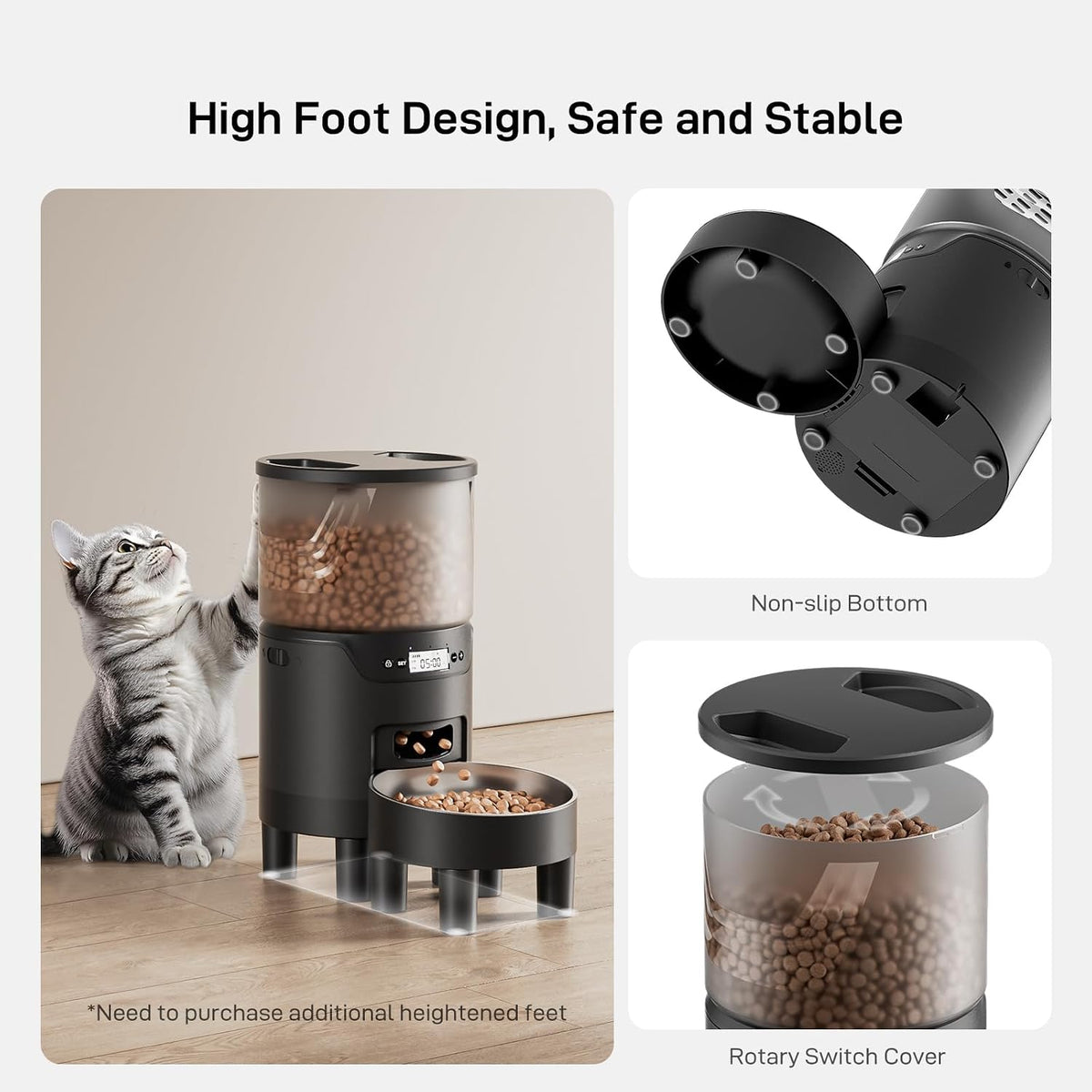Automatic Cat Feeder: 3L Auto Food Dispenser with Timed Feeding| 6 Meal Programmable& 1-20 Portion Precise Control- Easy to Clean & Setup for Cat Indoor| Desiccant Bag Keep Food Fresh