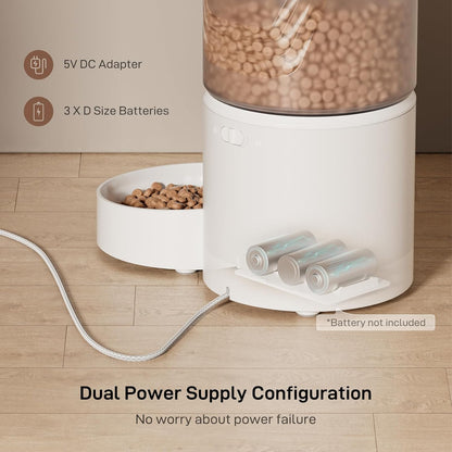 Automatic Cat Feeder: 3L Auto Food Dispenser with Timed Feeding| 6 Meal Programmable& 1-20 Portion Precise Control- Easy to Clean & Setup for Cat Indoor| Desiccant Bag Keep Food Fresh