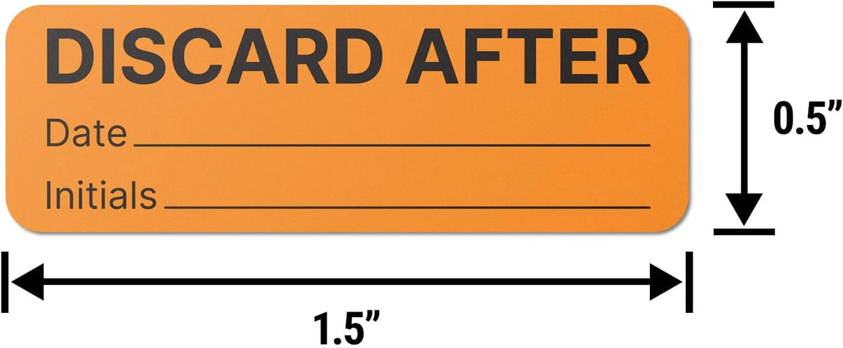 Orange Discard After Date Expiration Stickers, 1.5” x 0.5”, 300 Labels | Food Freshness Labels, Medication Expiration Stickers, For Pharmacies, Bakeries, Healthcare, 1 Pack