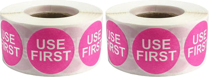Dissolvable Use First Labels for Food Rotation Shelf Life Prep 1 Inch Round Circle Dots 500 Adhesive Stickers