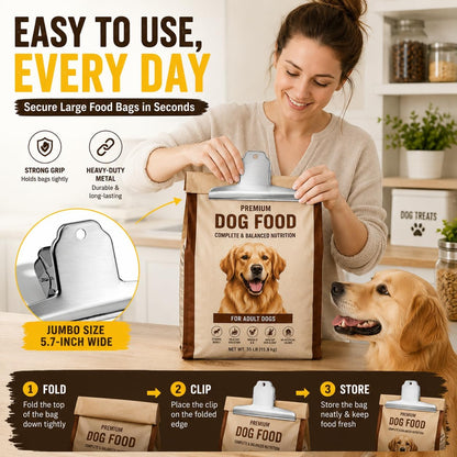 Dog Food Bag Clip, 14.5cm Heavy Duty Metal Large Food Bags Sealing Clip