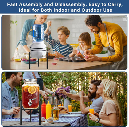 Beverage Water Jug Stand Adjustable 7-12.6 IN - Drink Dispenser Stand Only, Fit 3-5 Gallon Water Jug Holder Container - Portable Drink Stand
