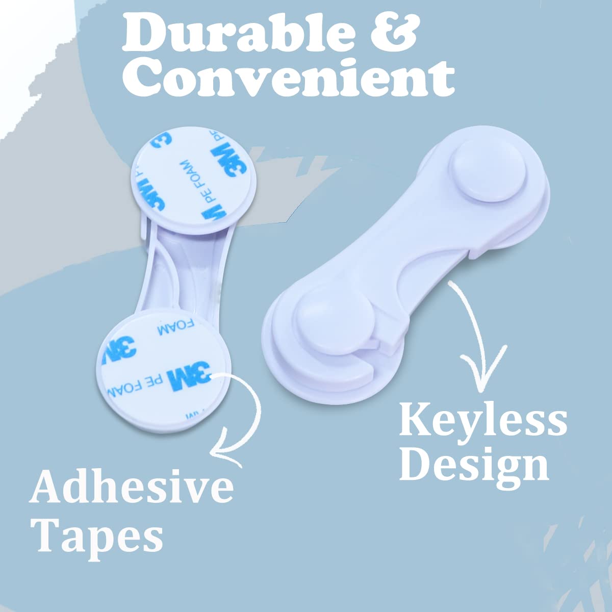 Cabinet Door Locks for Baby Proofing and Child Safety, 4 Pack Childproof Cabinet Locks with Adhesive for Drawer Cupboards Fridge Closet and Pantry, Child Proof Latch for Protecting Kids (White-4PCS)