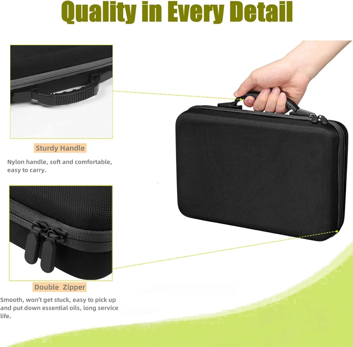 60 Bottles EVA Essential Oils Organizer, Hard Shell Essential Oil Storage Carrying Case, Essential Oils Holder Traveling Bag with Foam Insert, Holds 5ml,10ml,15ml Essential Oils (Black)