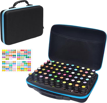 60 Bottles EVA Essential Oils Organizer, Hard Shell Essential Oil Storage Carrying Case, Essential Oils Holder Traveling Bag with Foam Insert, Holds 5ml,10ml,15ml Essential Oils (Black)