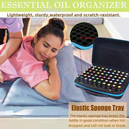 60 Bottles EVA Essential Oils Organizer, Hard Shell Essential Oil Storage Carrying Case, Essential Oils Holder Traveling Bag with Foam Insert, Holds 5ml,10ml,15ml Essential Oils (Black)