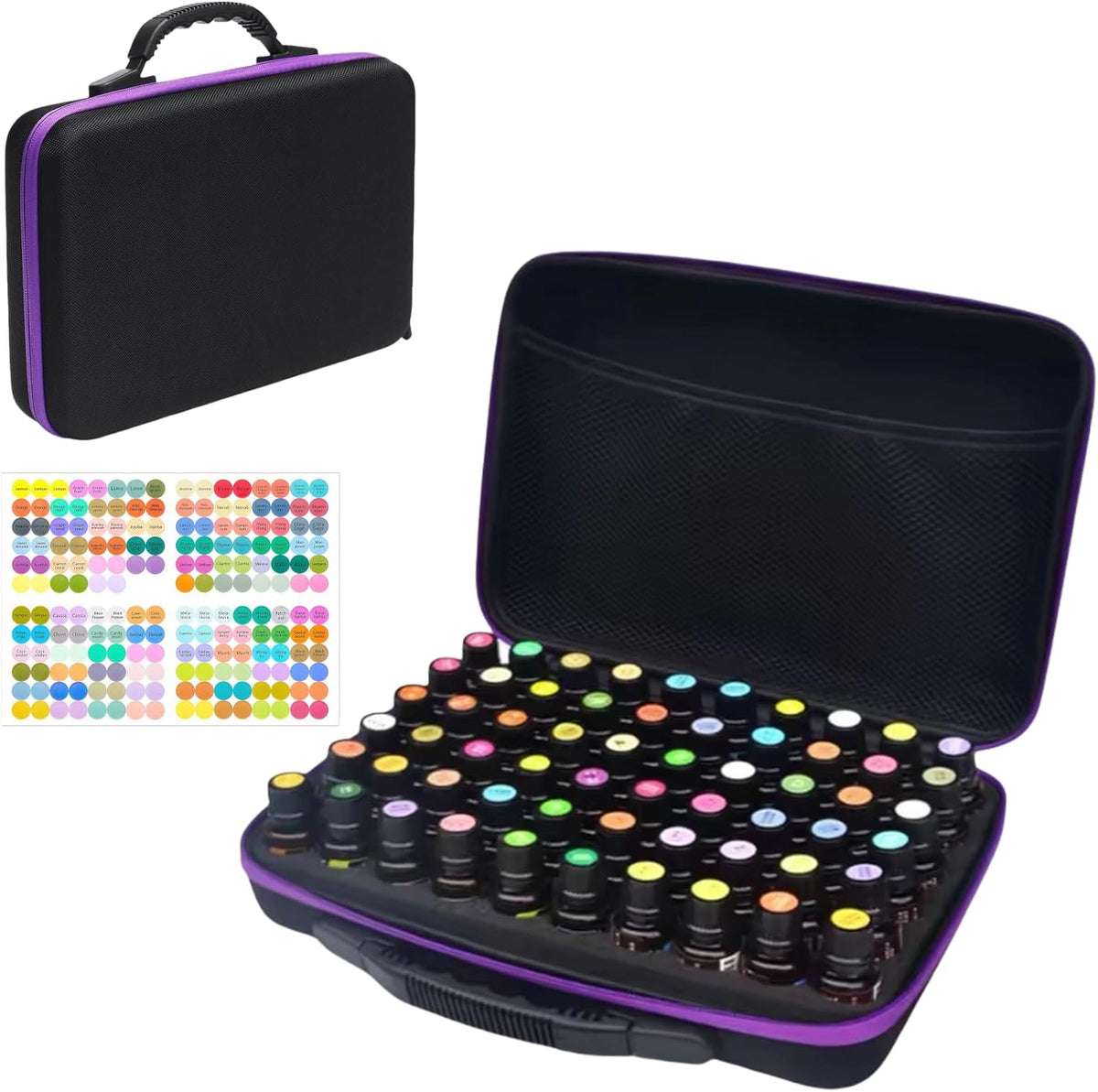 60 Bottles EVA Essential Oils Organizer, Hard Shell Essential Oil Storage Carrying Case, Essential Oils Holder Traveling Bag with Foam Insert, Holds 5ml,10ml,15ml Essential Oils (Black)