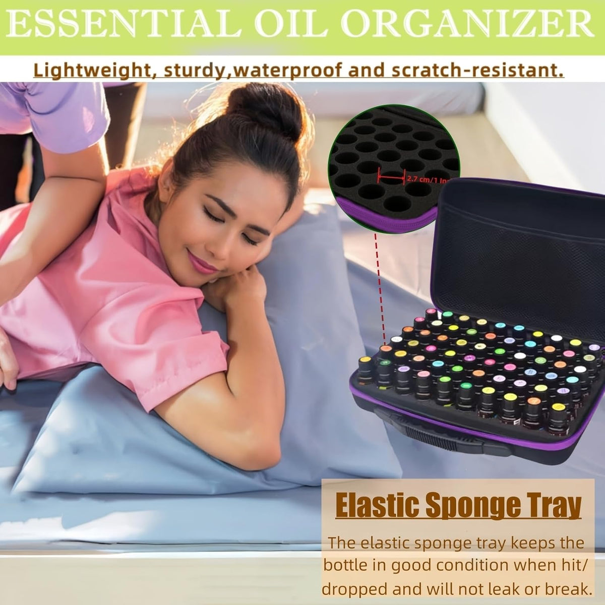 60 Bottles EVA Essential Oils Organizer, Hard Shell Essential Oil Storage Carrying Case, Essential Oils Holder Traveling Bag with Foam Insert, Holds 5ml,10ml,15ml Essential Oils (Black)