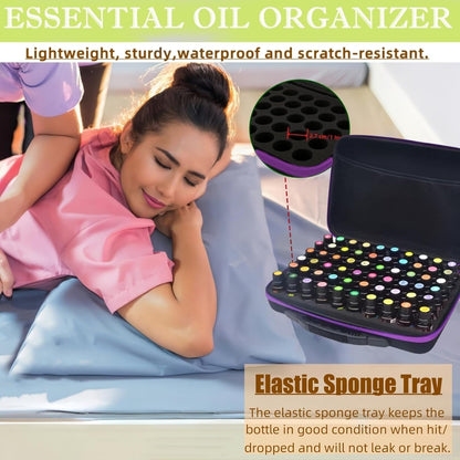 60 Bottles EVA Essential Oils Organizer, Hard Shell Essential Oil Storage Carrying Case, Essential Oils Holder Traveling Bag with Foam Insert, Holds 5ml,10ml,15ml Essential Oils (Black)