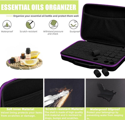 60 Bottles EVA Essential Oils Organizer, Hard Shell Essential Oil Storage Carrying Case, Essential Oils Holder Traveling Bag with Foam Insert, Holds 5ml,10ml,15ml Essential Oils (Black)