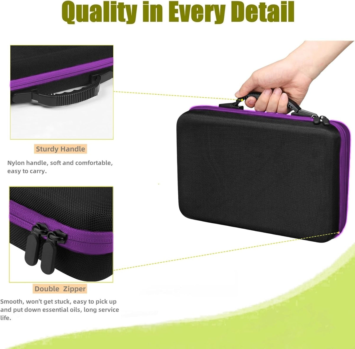 60 Bottles EVA Essential Oils Organizer, Hard Shell Essential Oil Storage Carrying Case, Essential Oils Holder Traveling Bag with Foam Insert, Holds 5ml,10ml,15ml Essential Oils (Black)