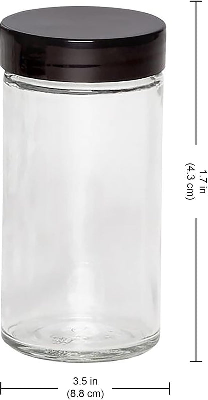 5244227 Empty Jars With Black Cap, Set Of 12, 3-Ounce