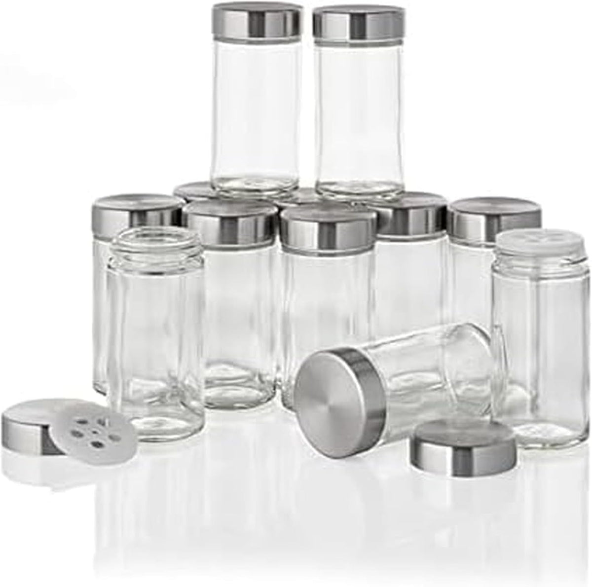 5244227 Empty Jars With Black Cap, Set Of 12, 3-Ounce