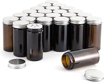 5244227 Empty Jars With Black Cap, Set Of 12, 3-Ounce
