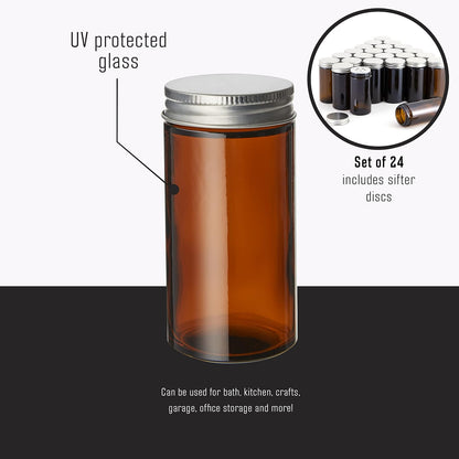 5244227 Empty Jars With Black Cap, Set Of 12, 3-Ounce
