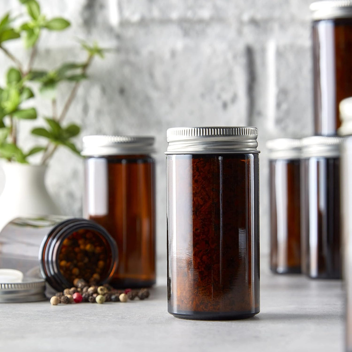 5244227 Empty Jars With Black Cap, Set Of 12, 3-Ounce