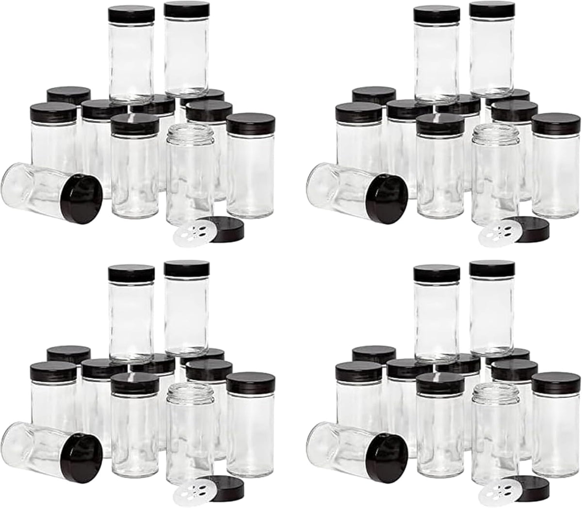 5244227 Empty Jars With Black Cap, Set Of 12, 3-Ounce