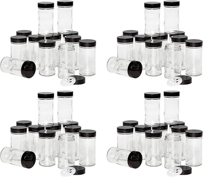 5244227 Empty Jars With Black Cap, Set Of 12, 3-Ounce