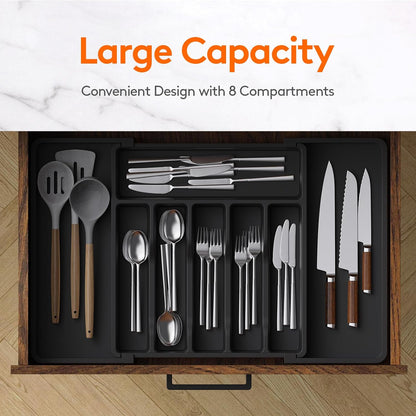 Extra Large Silverware Drawer Organizer, Expandable Utensil Tray