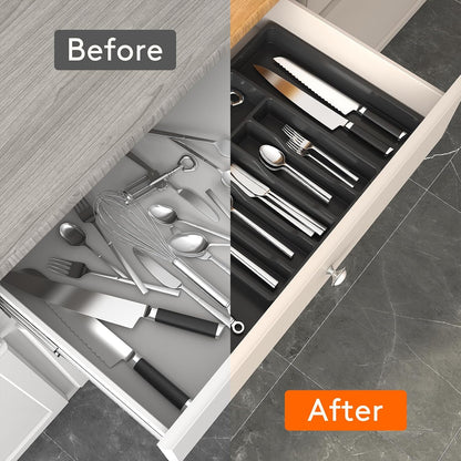 Extra Large Silverware Drawer Organizer, Expandable Utensil Tray