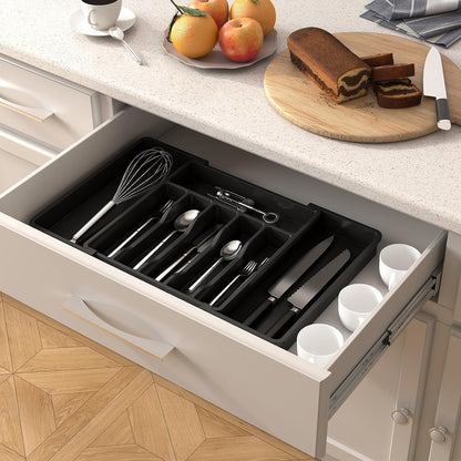 Extra Large Silverware Drawer Organizer, Expandable Utensil Tray
