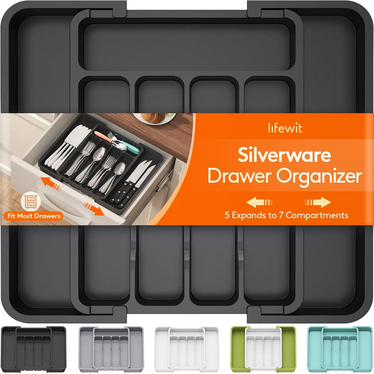 Extra Large Silverware Drawer Organizer, Expandable Utensil Tray