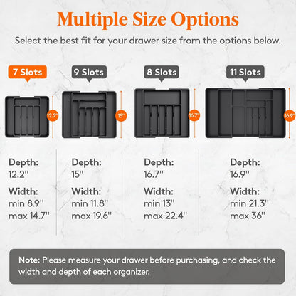 Extra Large Silverware Drawer Organizer, Expandable Utensil Tray