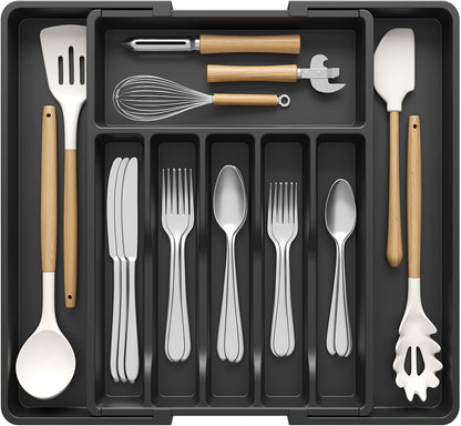 Extra Large Silverware Drawer Organizer, Expandable Utensil Tray