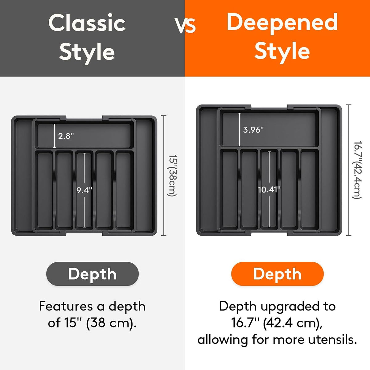 Extra Large Silverware Drawer Organizer, Expandable Utensil Tray