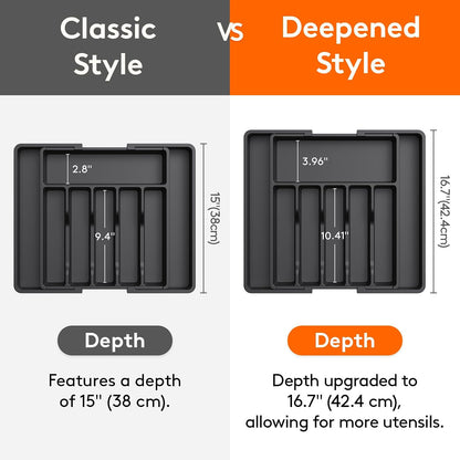 Extra Large Silverware Drawer Organizer, Expandable Utensil Tray