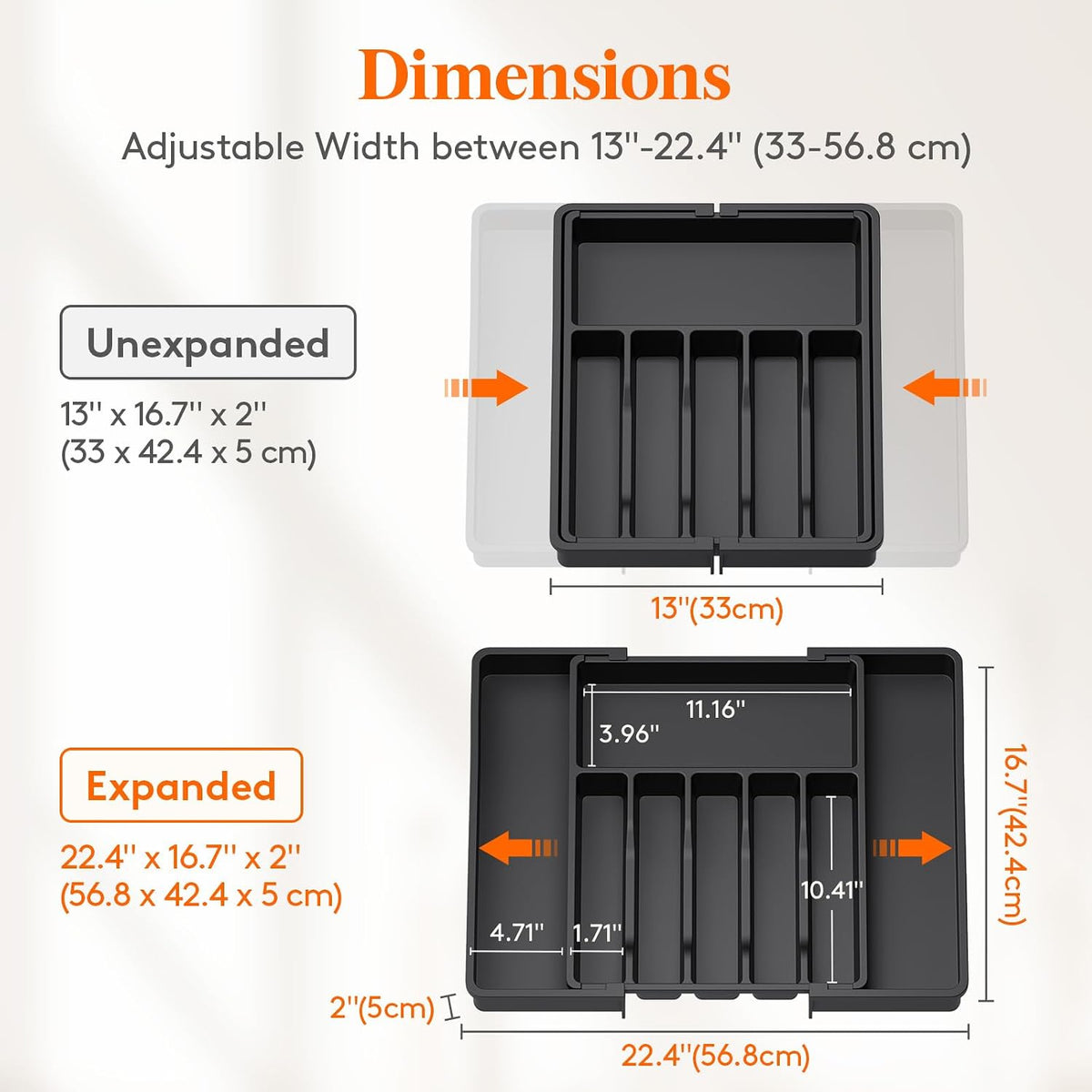Extra Large Silverware Drawer Organizer, Expandable Utensil Tray