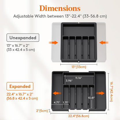 Extra Large Silverware Drawer Organizer, Expandable Utensil Tray