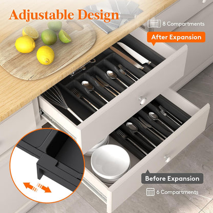 Extra Large Silverware Drawer Organizer, Expandable Utensil Tray