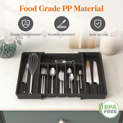 Extra Large Silverware Drawer Organizer, Expandable Utensil Tray