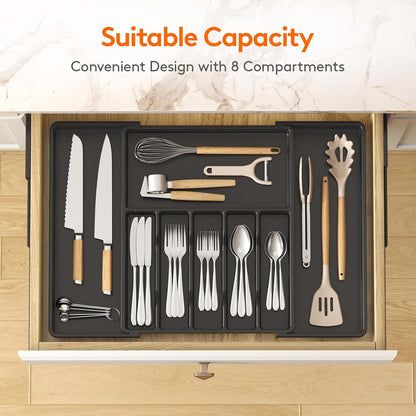Extra Large Silverware Drawer Organizer, Expandable Utensil Tray