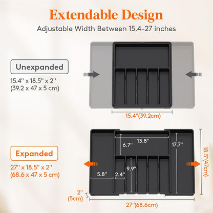 Extra Large Silverware Drawer Organizer, Expandable Utensil Tray