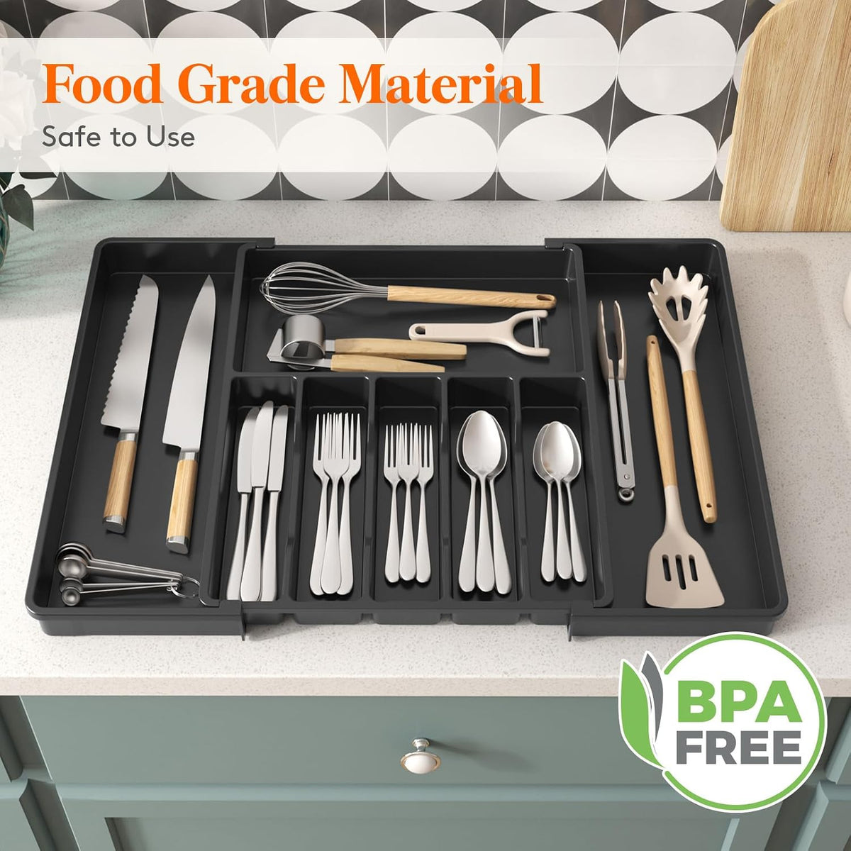 Extra Large Silverware Drawer Organizer, Expandable Utensil Tray