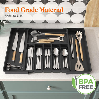 Extra Large Silverware Drawer Organizer, Expandable Utensil Tray