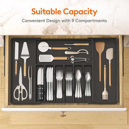 Extra Large Silverware Drawer Organizer, Expandable Utensil Tray