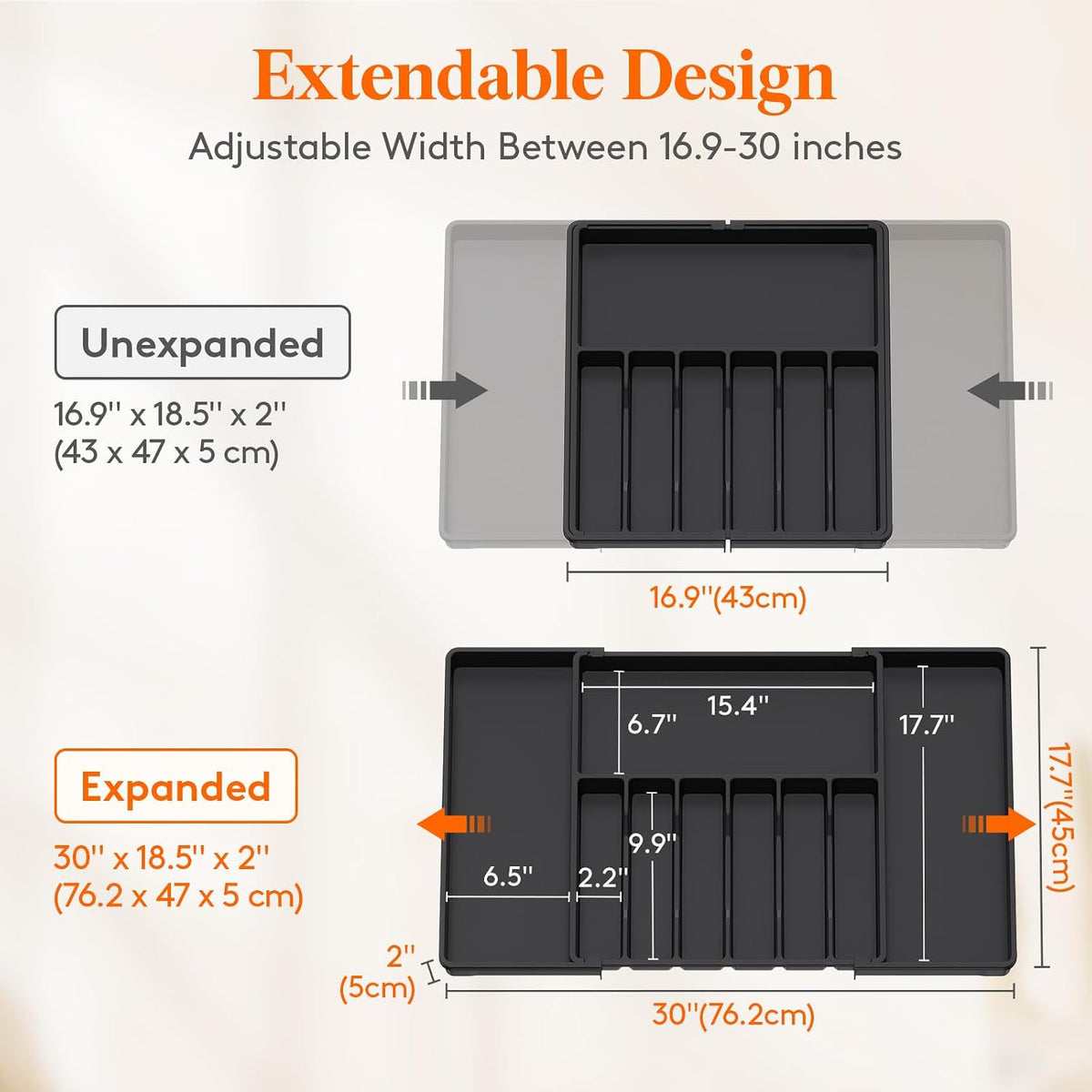 Extra Large Silverware Drawer Organizer, Expandable Utensil Tray