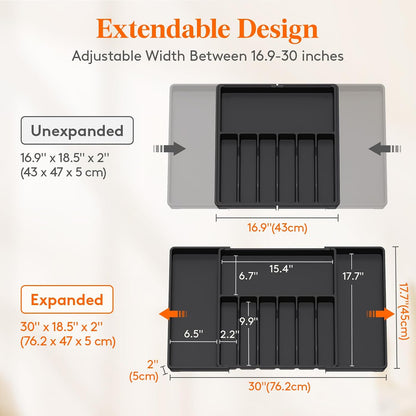 Extra Large Silverware Drawer Organizer, Expandable Utensil Tray