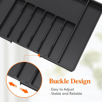 Extra Large Silverware Drawer Organizer, Expandable Utensil Tray