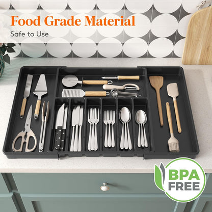 Extra Large Silverware Drawer Organizer, Expandable Utensil Tray