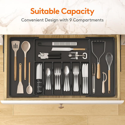 Extra Large Silverware Drawer Organizer, Expandable Utensil Tray